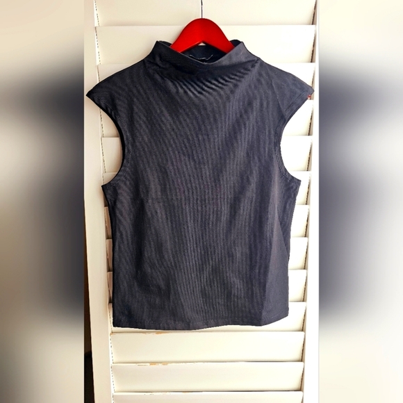 J.Crew Top Knit Jersey Cotton Sleeveless Black size M - Picture 2 of 4